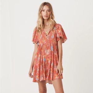 Spell and the Gypsy Meadowland Flutter Sleeve Mini Dress Poppy